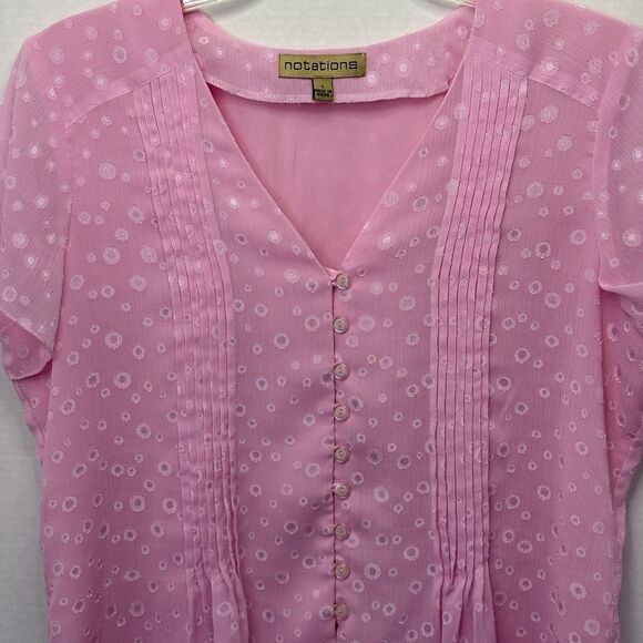 Notations Women’s Blouse Pink Size Large Y2K Peasant Whimsical Princess - Picture 2 of 7